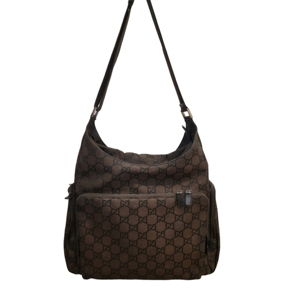 GUCC INylon Monogram Extra Large Satchel Dark Brown - Picture 1 of 16
